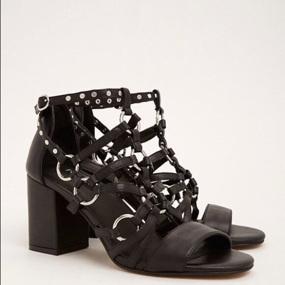 Torrid Black O-ring Studded Strappy Heels Size 9 Wide Width - Picture 1 of 9
